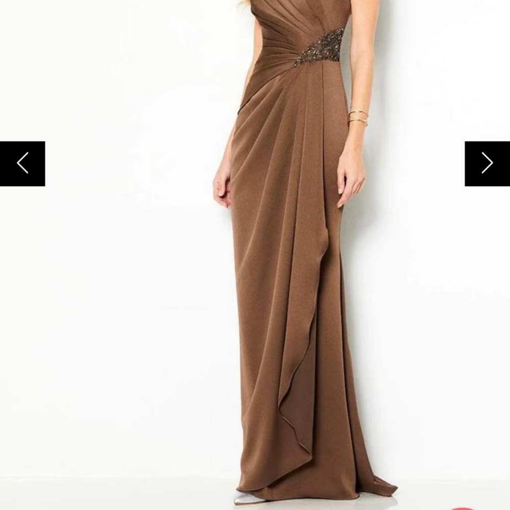 Elegant One Shoulder Brown Gown
